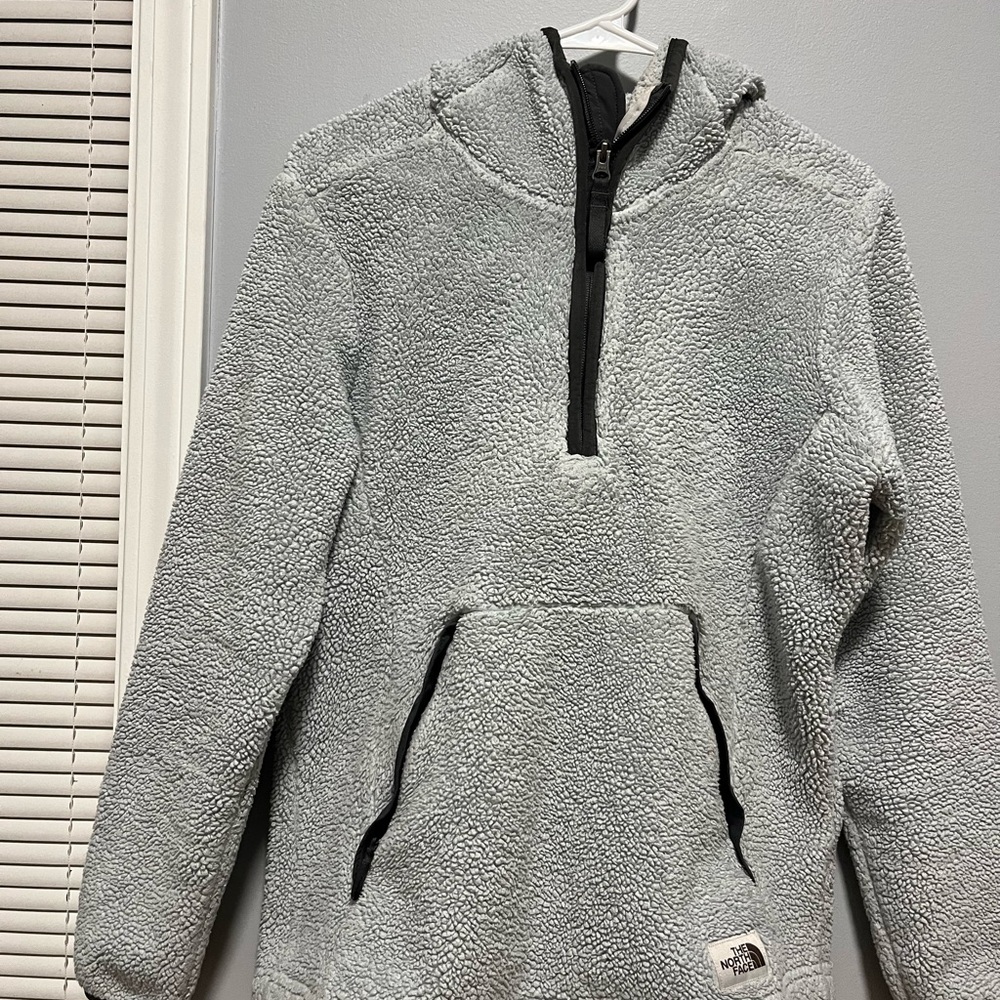 The North Face Gray Zip Up Sweater with Quarter-Zip Closure